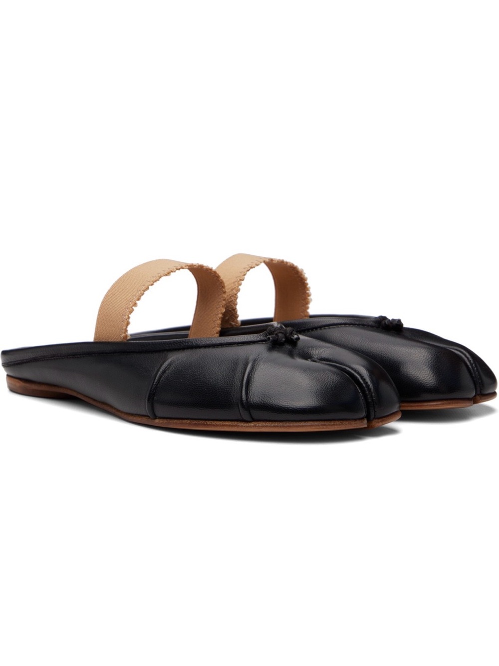 Maison Martin Margiela Black Tabi with Tan Strap